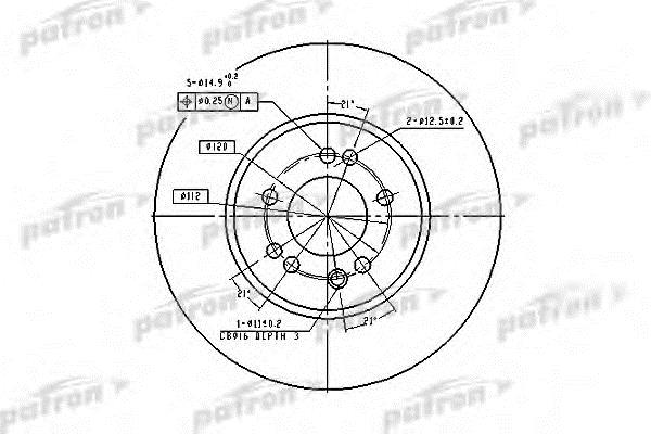 Patron PBD1585 Front brake disc ventilated PBD1585