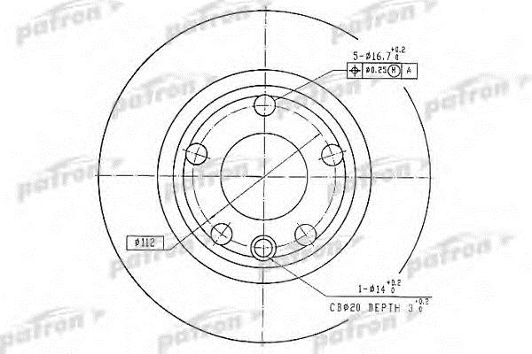 Patron PBD1593 Unventilated front brake disc PBD1593