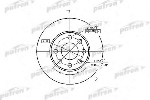 Patron PBD1608 Unventilated front brake disc PBD1608