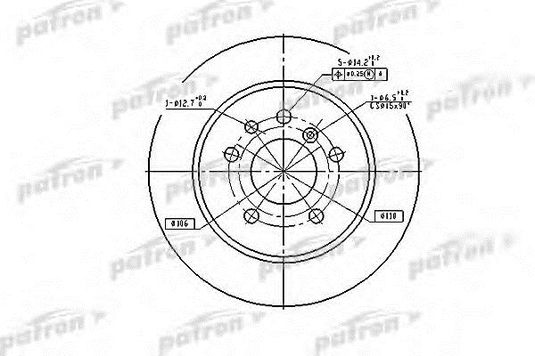 Patron PBD1613 Rear brake disc, non-ventilated PBD1613