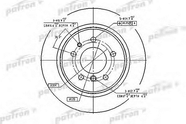 Patron PBD2557 Rear brake disc, non-ventilated PBD2557