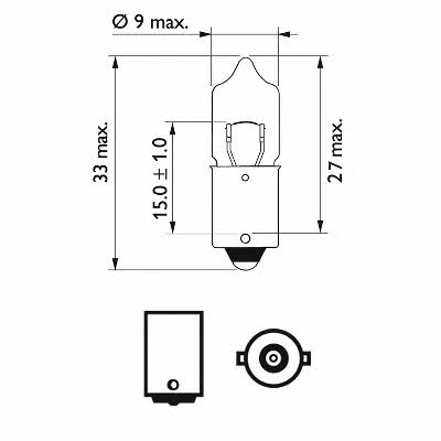 Glow bulb H10W 12V 10W Philips 12024CP