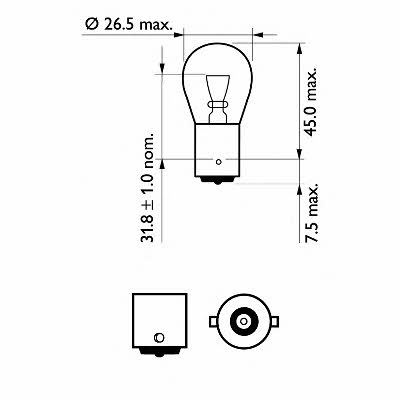 Glow bulb P21W 12V 21W Philips 12498VPB2