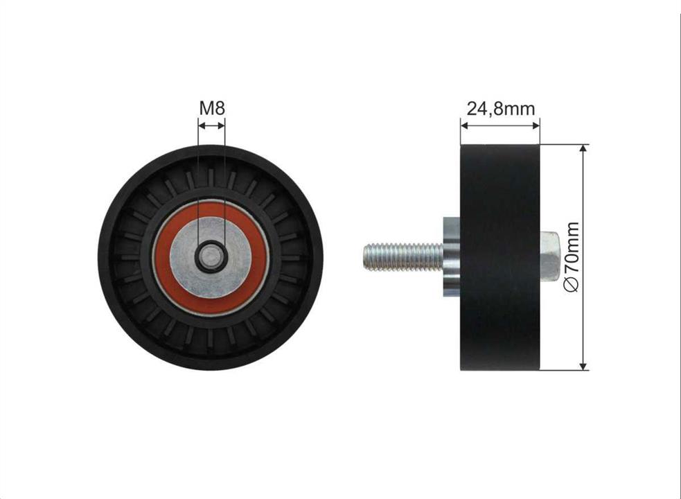 Caffaro 01-21 V-ribbed belt tensioner (drive) roller 0121