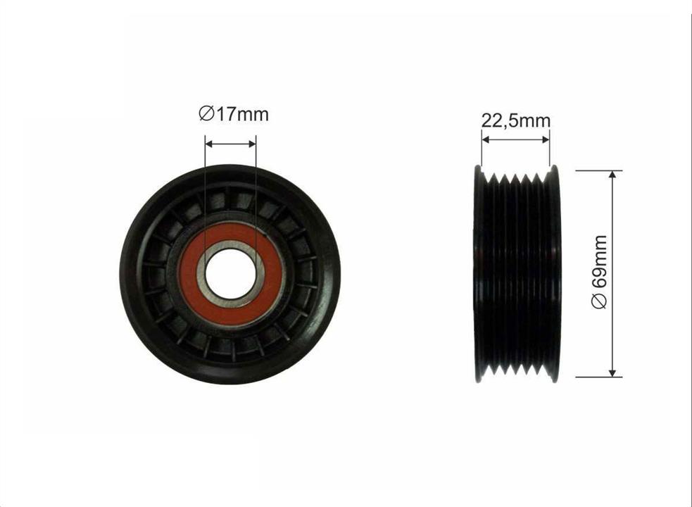 Caffaro 107-00 V-ribbed belt tensioner (drive) roller 10700