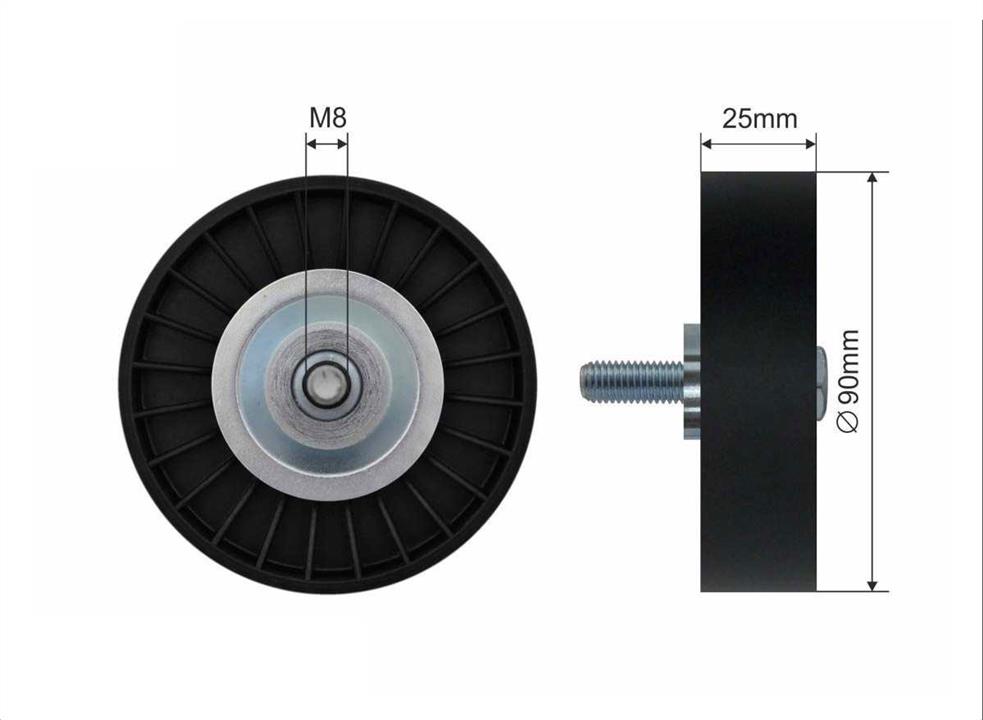 Caffaro 12-16 V-ribbed belt tensioner (drive) roller 1216