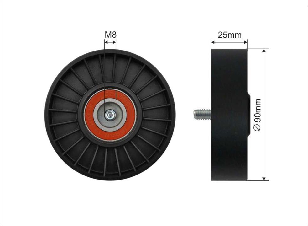 Caffaro 12-18 V-ribbed belt tensioner (drive) roller 1218