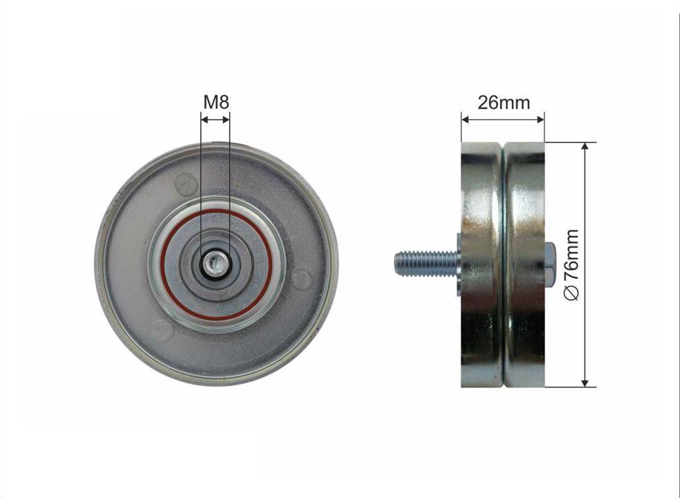 Caffaro 168-14 V-ribbed belt tensioner (drive) roller 16814