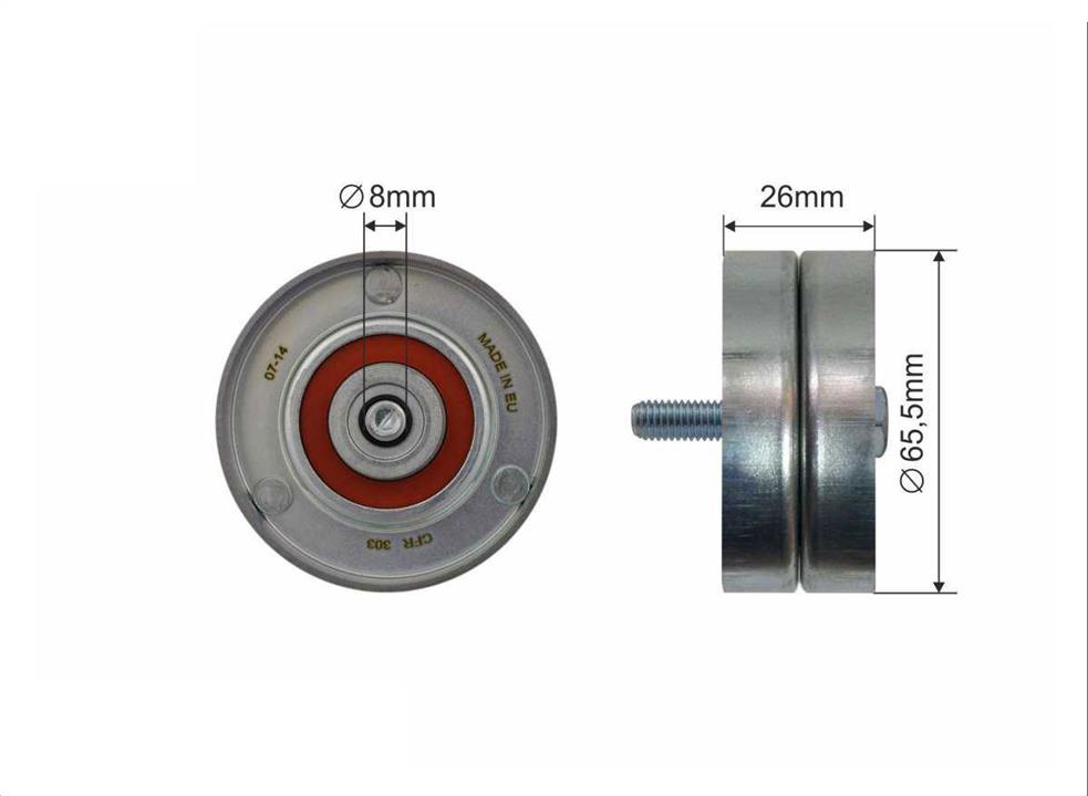 Caffaro 394-58 V-ribbed belt tensioner (drive) roller 39458