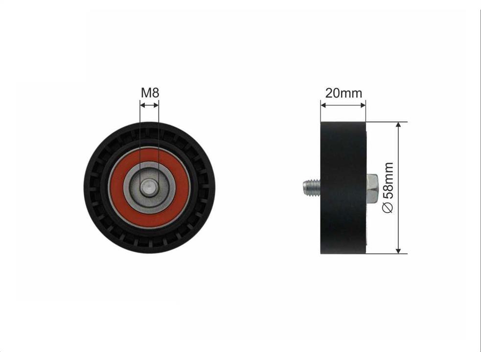 Caffaro 435-00 V-ribbed belt tensioner (drive) roller 43500
