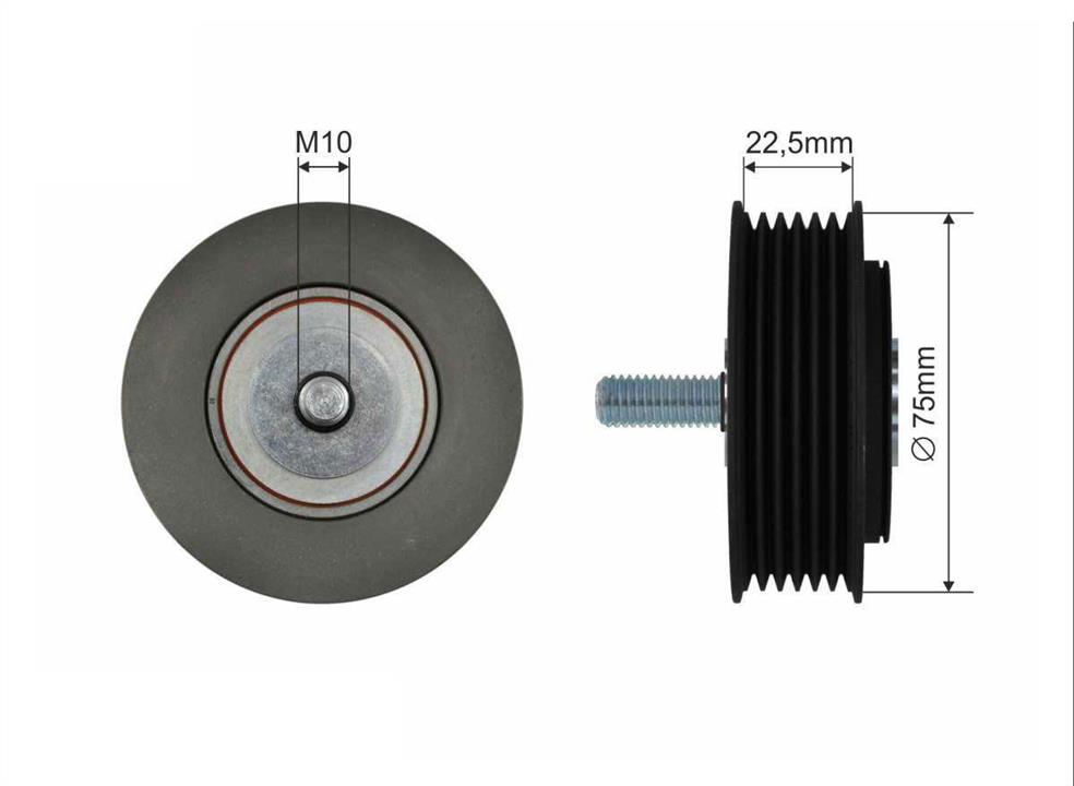 Caffaro 500003 V-ribbed belt tensioner (drive) roller 500003