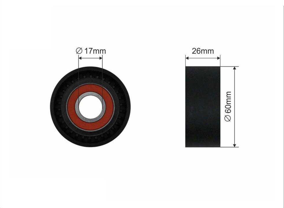 Caffaro 500018 V-ribbed belt tensioner (drive) roller 500018