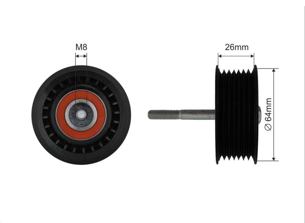 Caffaro 500028 V-ribbed belt tensioner (drive) roller 500028