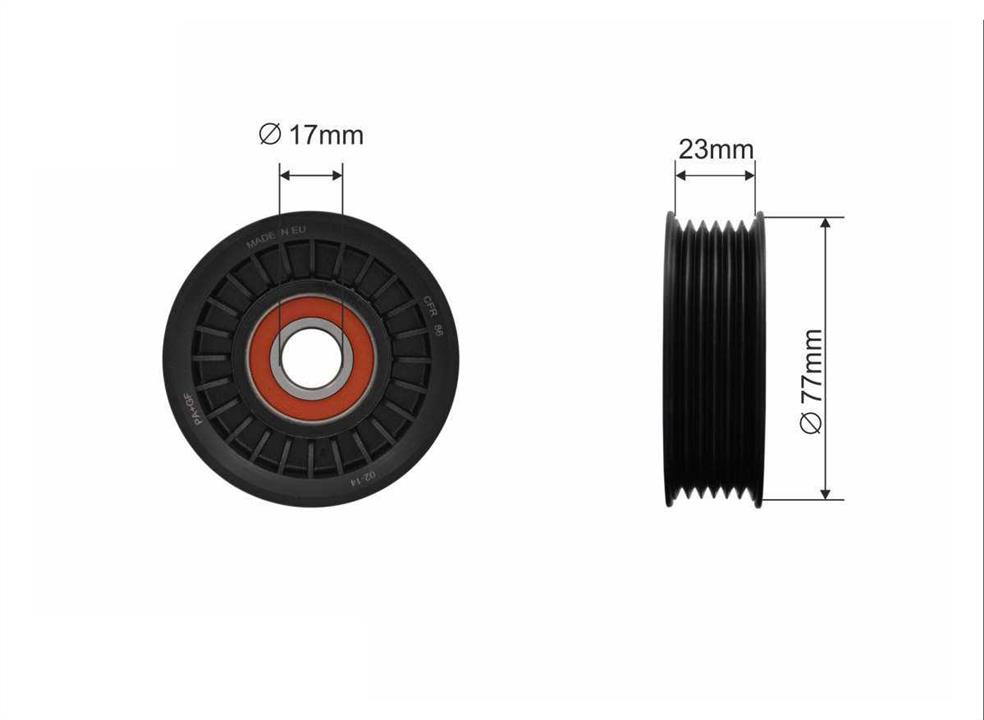 Caffaro 500076 V-ribbed belt tensioner (drive) roller 500076