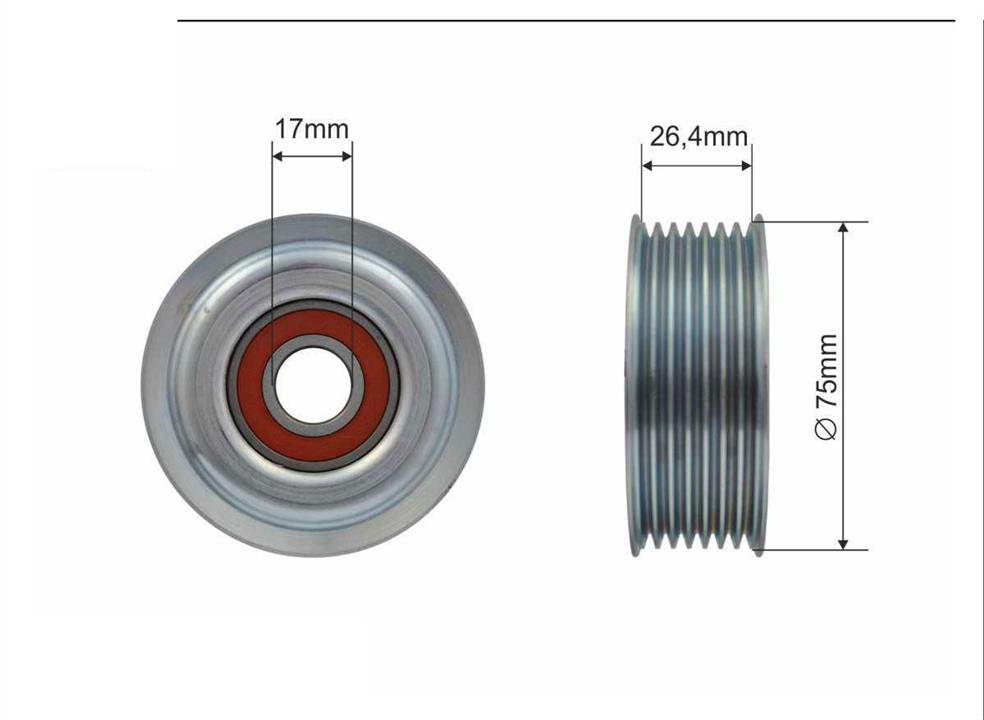 Caffaro 500103 V-ribbed belt tensioner (drive) roller 500103