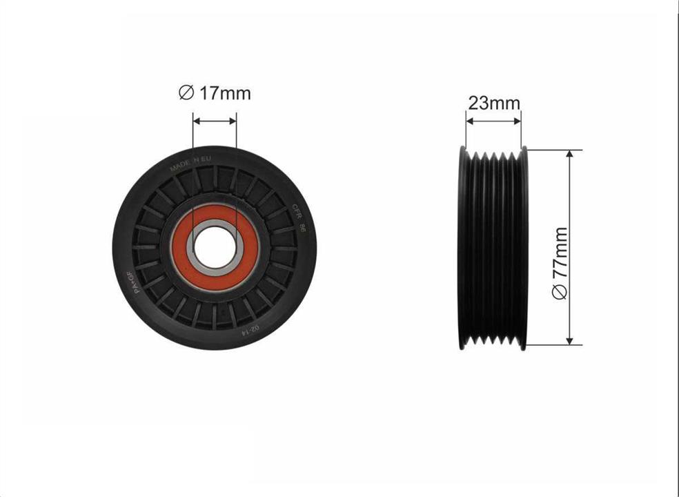 Caffaro 500116 V-ribbed belt tensioner (drive) roller 500116