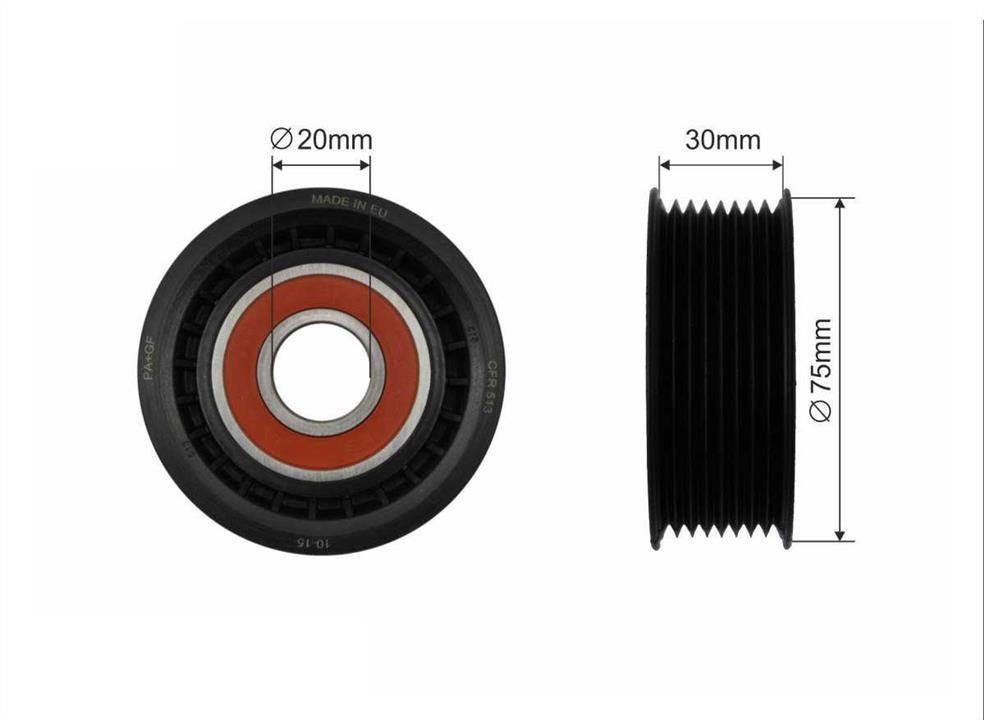 Caffaro 500121 V-ribbed belt tensioner (drive) roller 500121