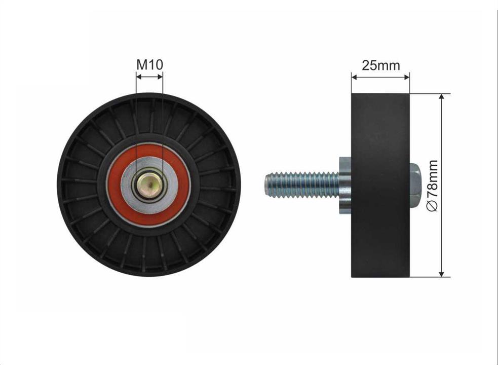 Caffaro 500176 V-ribbed belt tensioner (drive) roller 500176