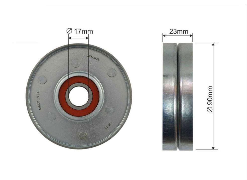 Caffaro 500182 V-ribbed belt tensioner (drive) roller 500182