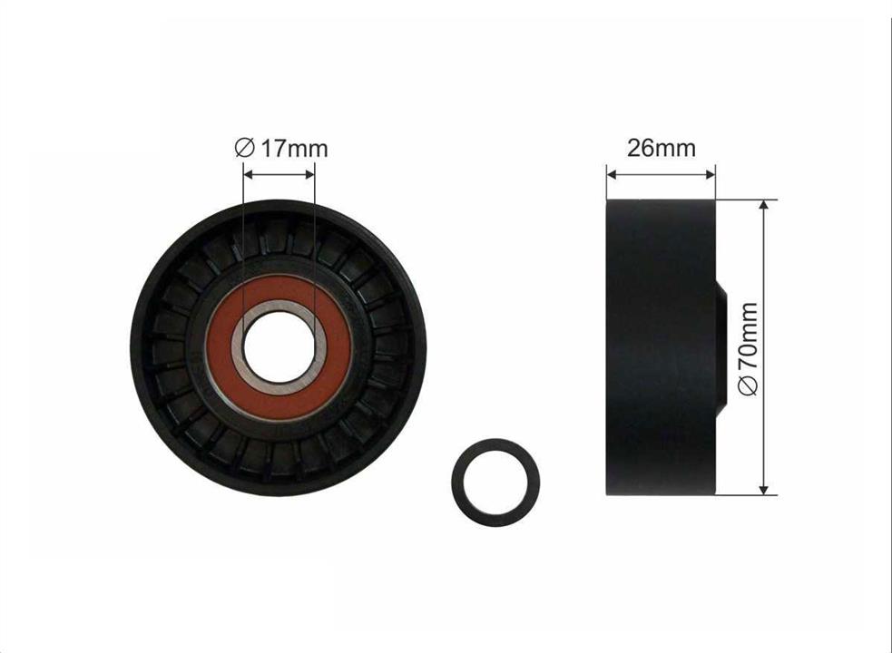 Caffaro 500336 V-ribbed belt tensioner (drive) roller 500336