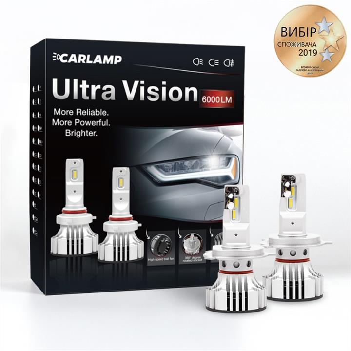 Carlamp UV4 LED bulbs kit Carlamp Ultra Vision H4 12V 36W 6500K (2 pc.) UV4
