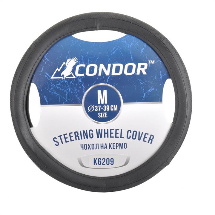 Condor K6209 Steering wheel coverl M (37-39cm) black with perforated inserts K6209