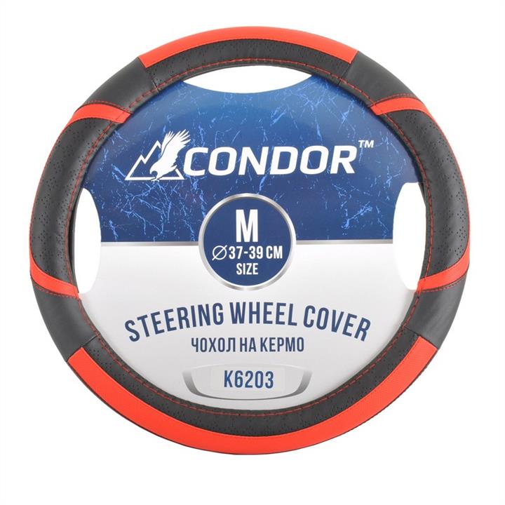 Condor K6203 Steering wheel coverl M (37-39cm) black with red K6203