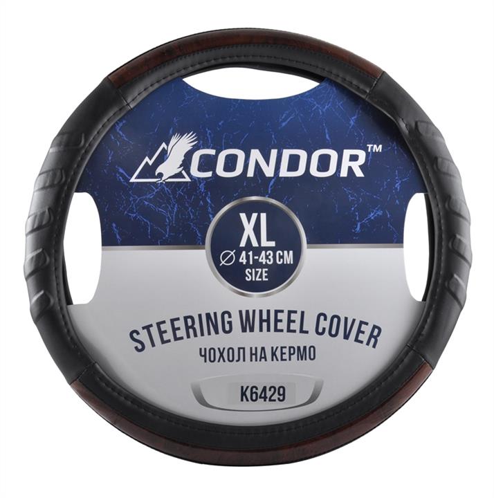 Condor K6429 Steering wheel coverl XL (41-43cm) black with brown K6429