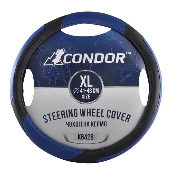 Condor K6428 Steering wheel coverl XL (41-43cm) black with blue K6428