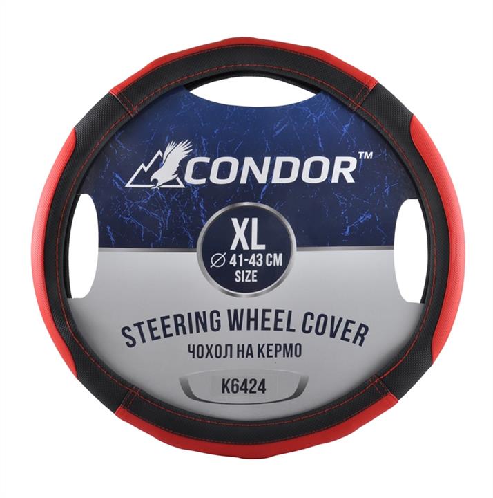 Condor K6424 Steering wheel coverl XL (41-43cm) black with red K6424