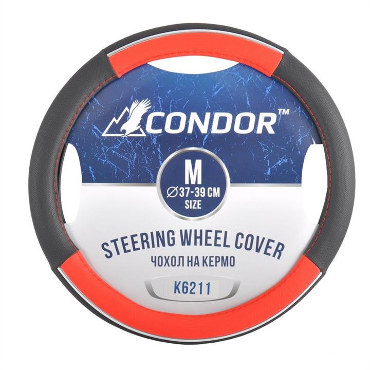Condor K6211 Steering wheel coverl M (37-39cm) black with red K6211