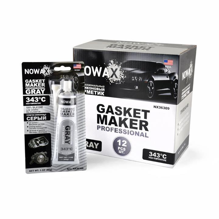 Nowax NX36309 Gasket maker, silicone, high temperature, gray, 85 g NX36309