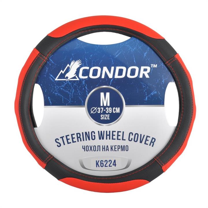 Condor K6224 Steering wheel coverl M (37-39cm) black with red K6224