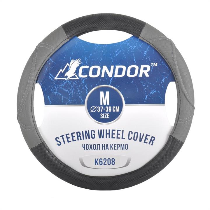 Condor K6208 Steering wheel coverl M (37-39cm) black with grey K6208