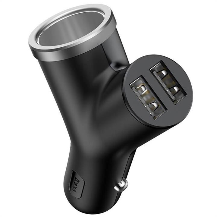 Baseus CCALL-YX01 Baseus Y type dual USB+cigarette lighter extended car charger 3.1 A Black CCALLYX01