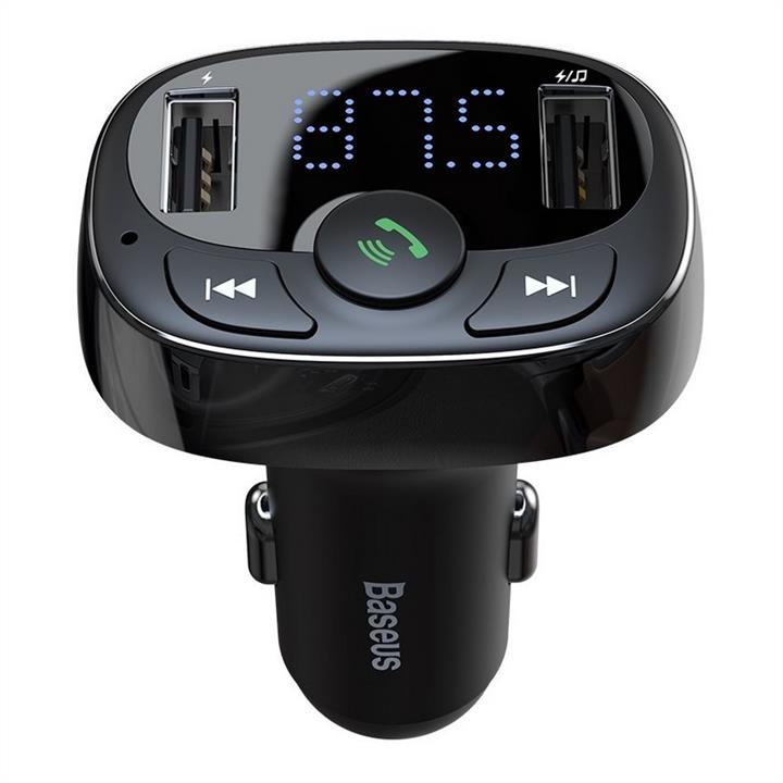 Baseus CCTM-01 USB Car Charger Baseus T typed Bluetooth MP3 charger with car holder (Standard edition) Black CCTM01