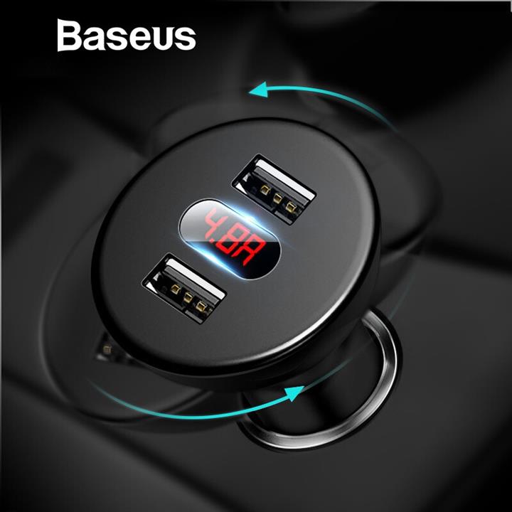 Baseus CCALL-YT01 2 USB 4.8A 12-24V Baseus Shake-head Digital Display CCALLYT01