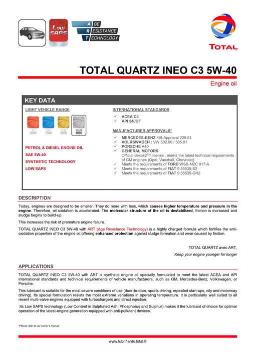 Engine oil Total QUARTZ INEO 5W-40, 5L Total 213103