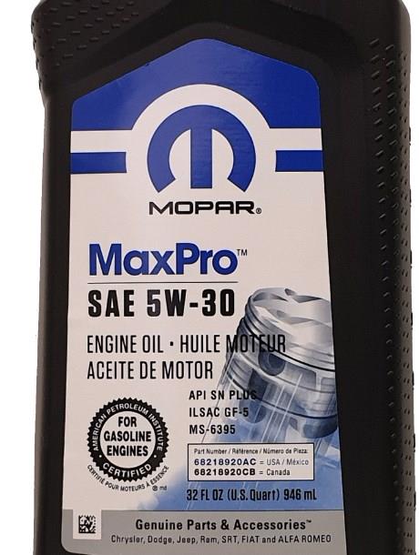 Engine oil Chrysler&#x2F;Mopar MaxPro 5W-30, 0,946L Chrysler&#x2F;Mopar 68218920AC