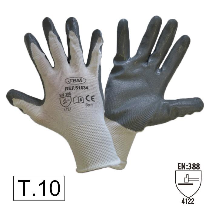 JBM 51632 Gloves with nitrile palm coating L (T.10) 51632