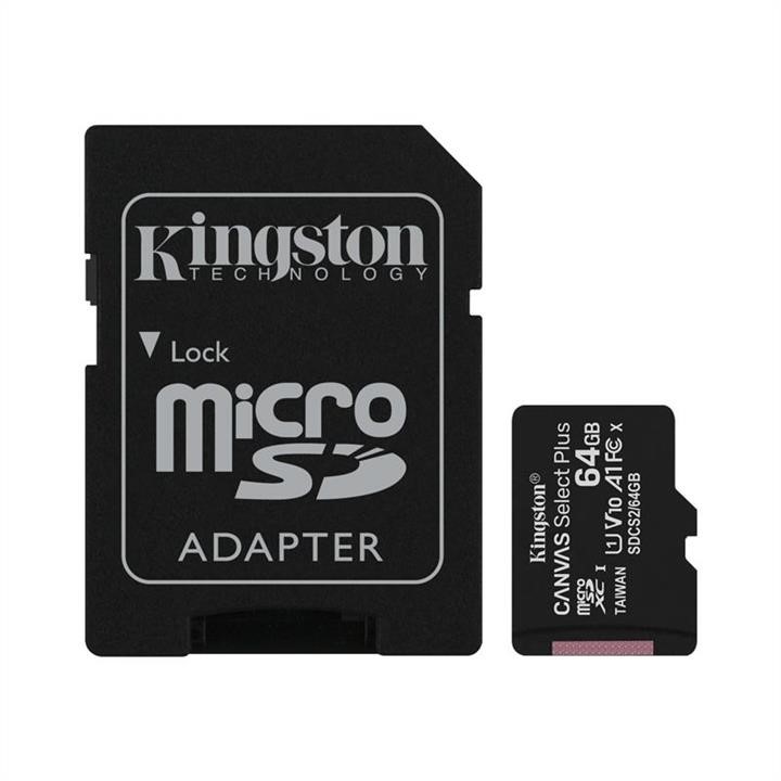Kingston SDCS2/64GB MicroSDXC (UHS-1) Kingston Canvas Select Plus 64Gb class 10 А1 (R-100MB/s) (adapter SD) SDCS264GB