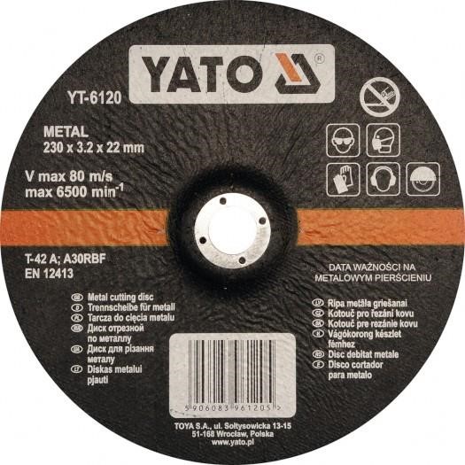 Yato YT-6120 Metal cutting disc 230x3.2x22 mm, depressed centre YT6120