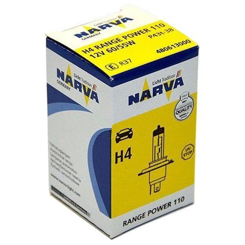 Narva 480613000 Halogen lamp Narva Rangepower  +110% 12V H4 60/55W +110% 480613000