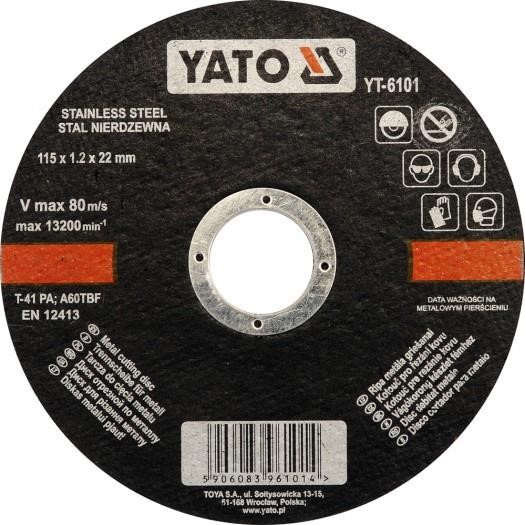Yato YT-6101 Metal cutting disc inox, 115x1.0x22 mm YT6101