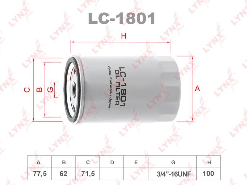 LYNXauto LC-1801 Oil Filter LC1801