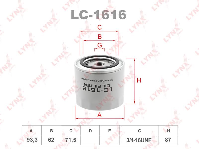 LYNXauto LC-1616 Oil Filter LC1616