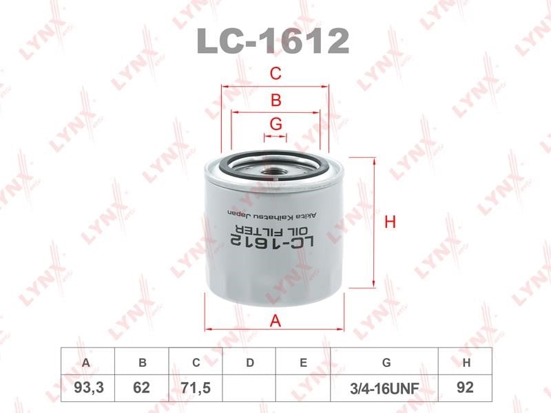 LYNXauto LC-1612 Oil Filter LC1612