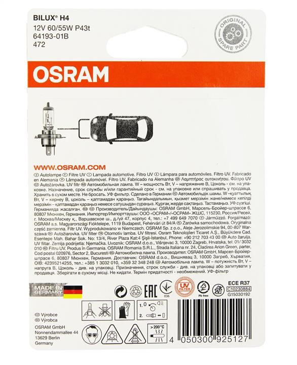 Osram Halogen lamp Osram Original 12V H4 60&#x2F;55W – price 13 PLN