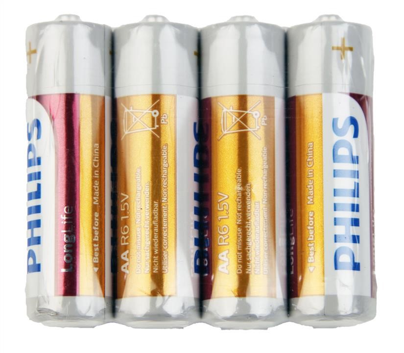 Philips R6L4F/10 LongLife Zinc Carbon Battery AA BLI 4 R6L4F10