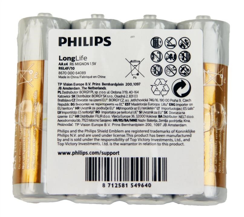 LongLife Zinc Carbon Battery AA BLI 4 Philips R6L4F&#x2F;10